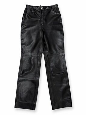 Vintage ESCADA Pants Women’s Lamb Leather Straight Leg Trouser Black